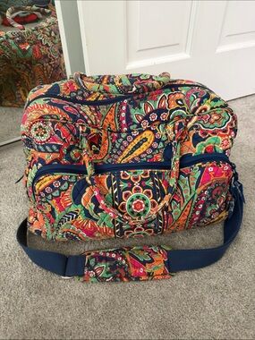 Vera Bradley Paisley Quilted Travel Bag in Navy Multi